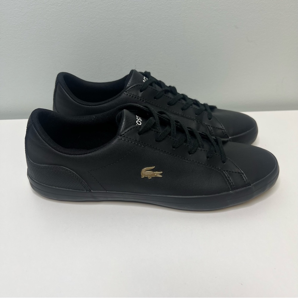 Lacoste Men's Black Sneakers with Gold Croc Logo